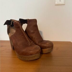 Free People Brown Leather Clog Boot Women's Shoes